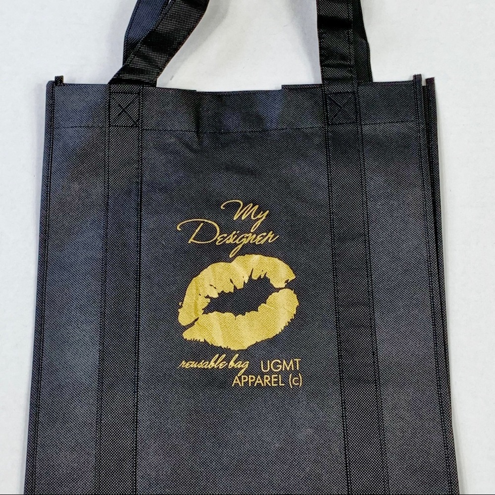 TWO bags FOR the price of ONE. Ladies black fashionable reusable tote bag.